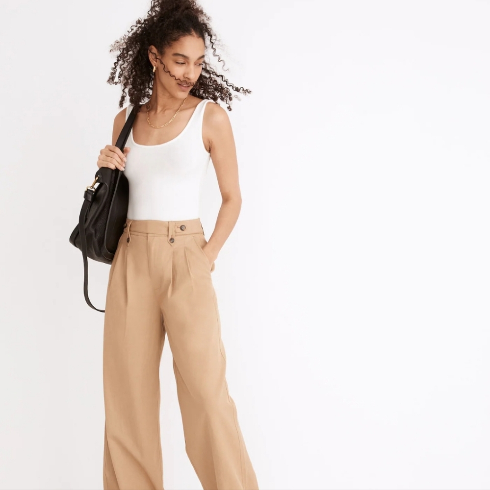 Madewell Harlow Wide-Leg Pants Trousers Seed Khaki Tan Sailor - 4